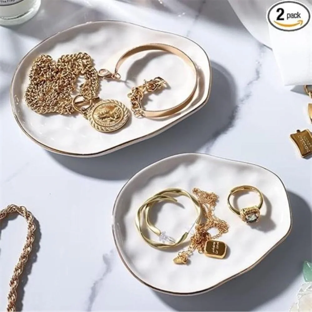 Jewelry Dish Set of 2, Large Jewelry Tray for More Jewelry Ring Dish